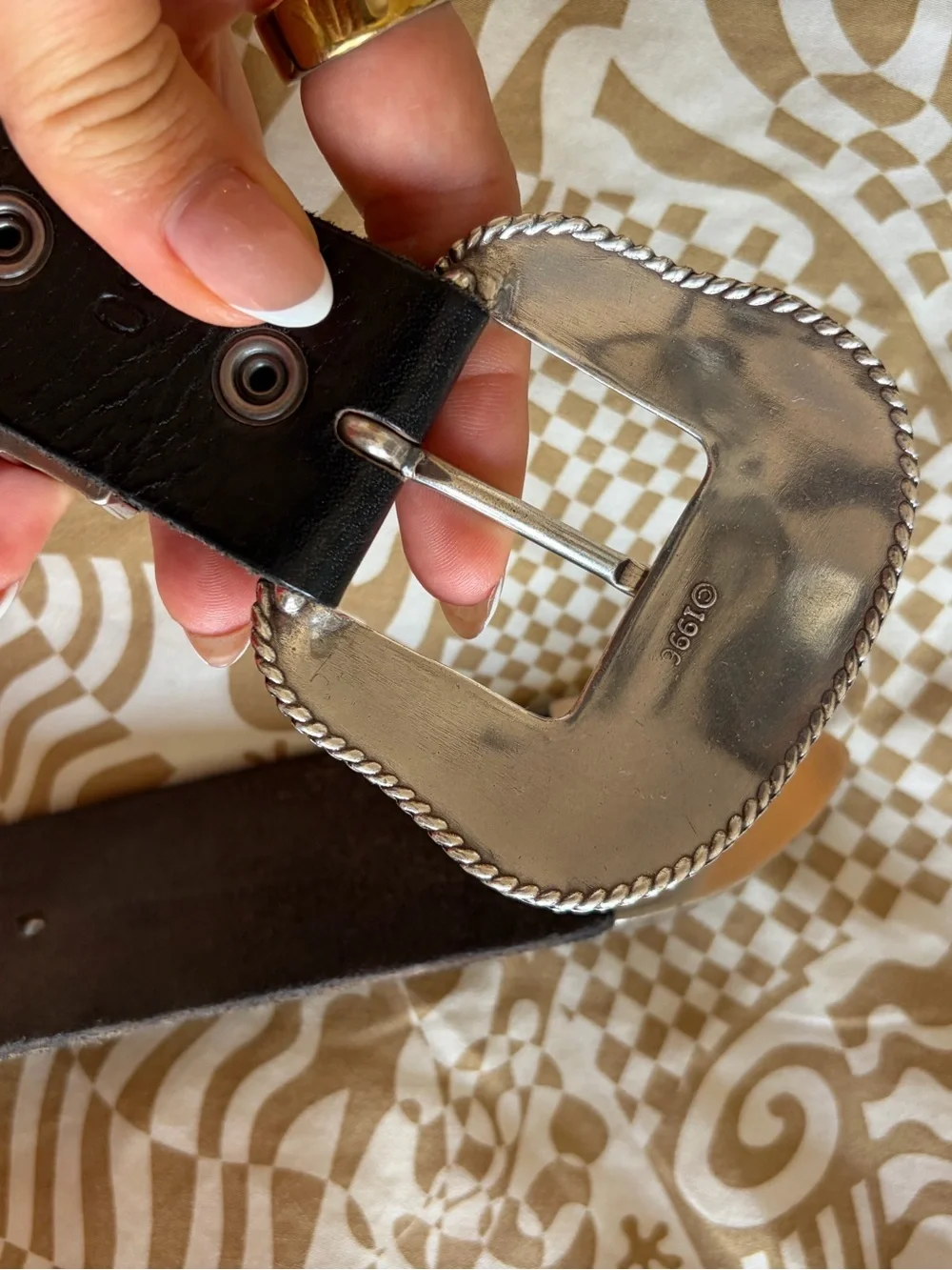 Vintage Western Silver Buckle Belt